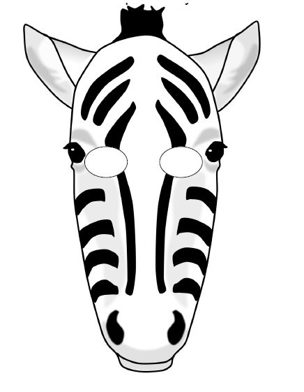 çocuklar için hazır kağıttan Zebra maskesi şablonu